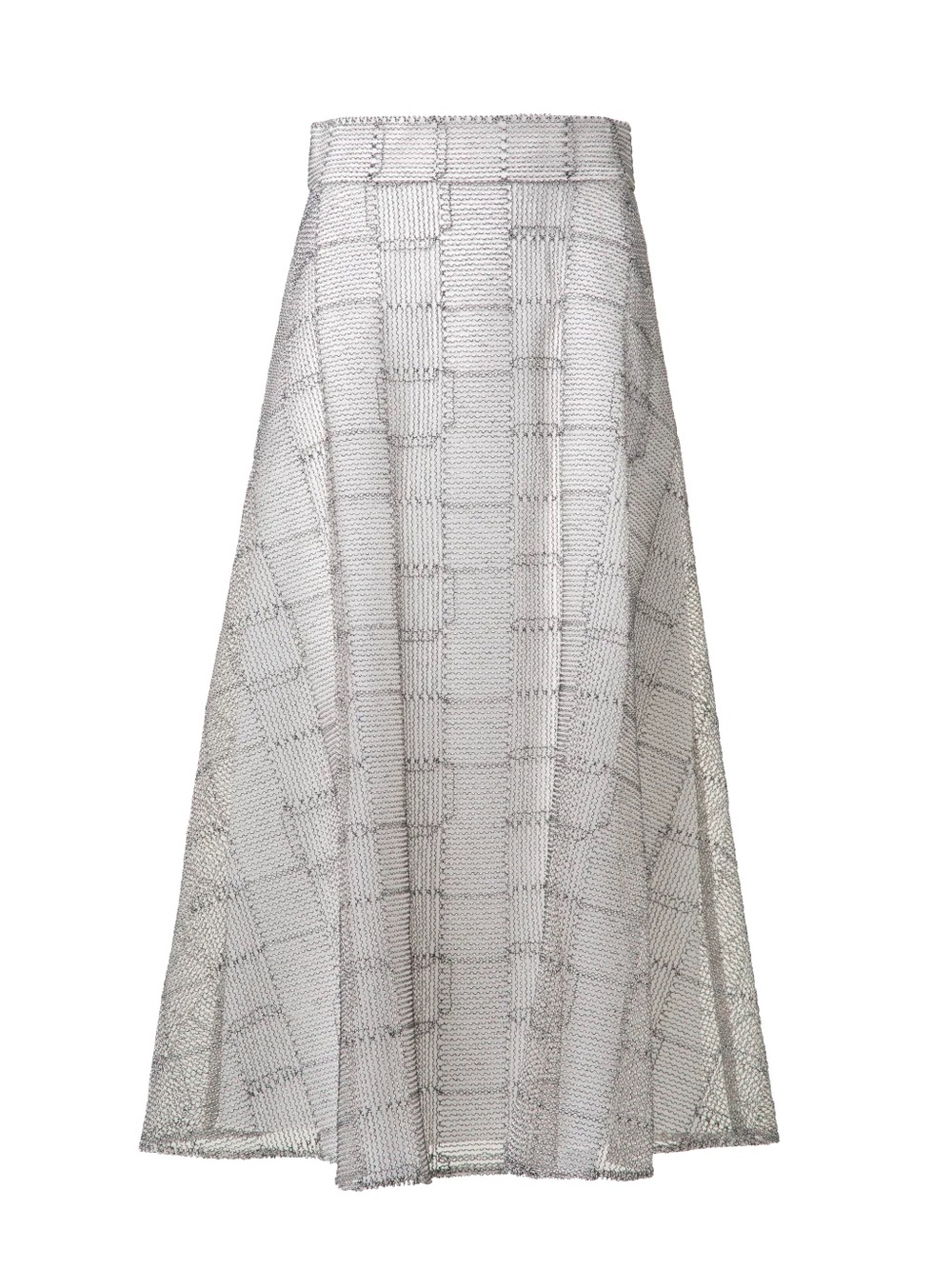 Akris A-Line Square on Tulle Embroidery Midi Skirt $1990 6